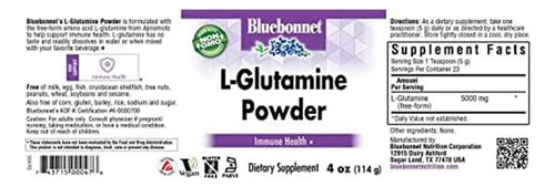 Bluebonnet Nutrition L-glutamina Em Pó 5000 Mg Suporta Fun - Imagem 2