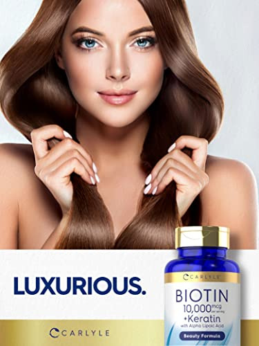 Suplemento Carlyle Biotin 10000mcg 150 Cápsulas Com Queratin - Imagem 6