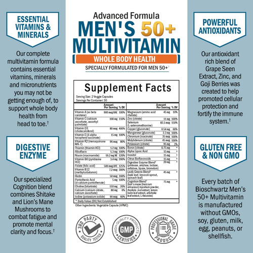 Suplemento Multivitamínico Bioschwartz Men 50+ Heart Health - Imagem 3