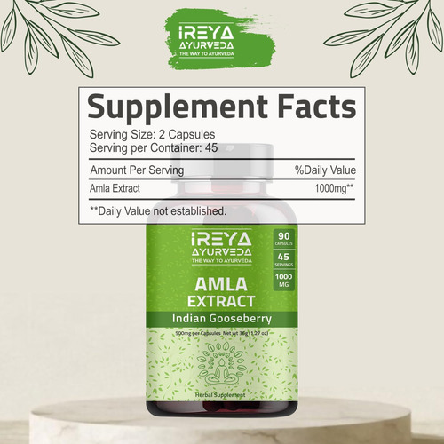 Cápsulas De Extrato De Fruta Amla De Ireya Ayurveda (90 Cáps - Imagem 11