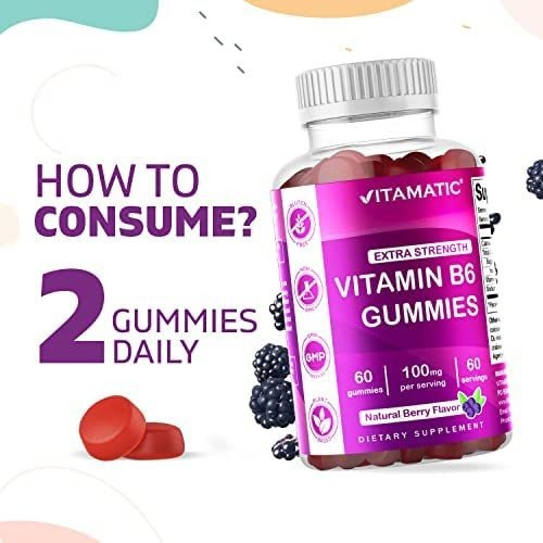 Vitamina B6 100 Mg Sabor De Frutas Vermelhas 60 Gominhas - Imagem 8