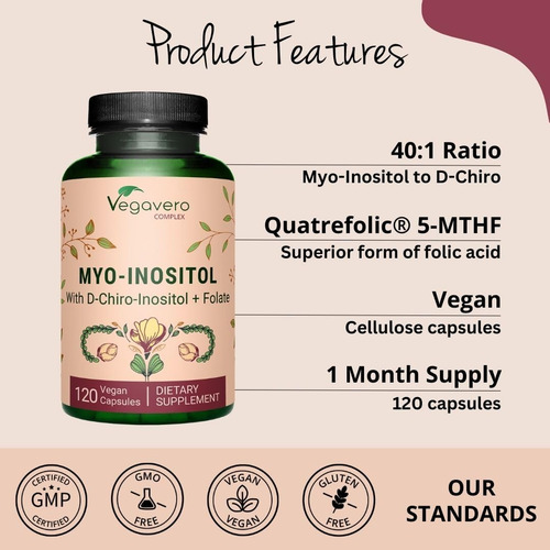 Vegavero Myo-inositol E D-chiro Inositol Equilíbrio Hormon - Imagem 10