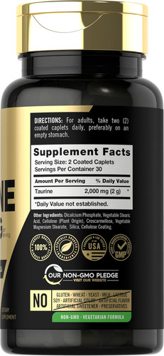 Suplemento De Taurina Carlyle 2000mg 60 Caplets Vegeta - Imagem 9