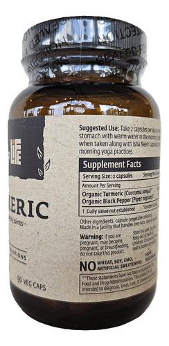 Suplemento Isha Turmeric 990mg 90 Cápsulas Vegetarianas - Imagem 3