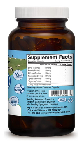 Suplemento Perfect Supplements Perfect Multi-organs 180 Cáps - Imagem 2
