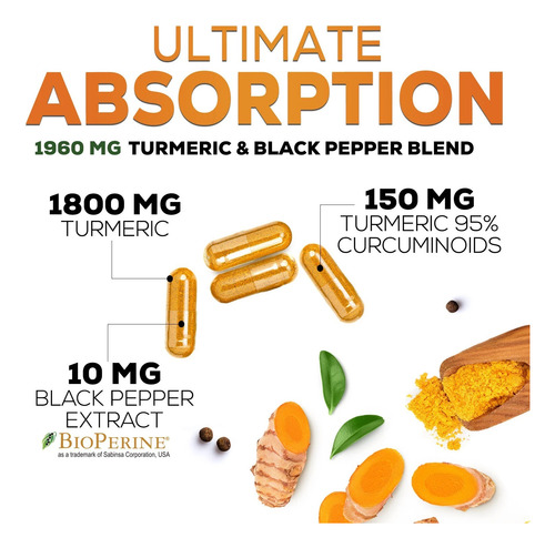 Curcumina De Cúrcuma De Maior Potência 95% 1950 Mg Com Biope - Imagem 4