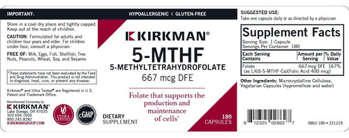 Kirkman - 5-mthf - 5-metiltetrahidrofolato - Folato Para Apo - Imagem 6