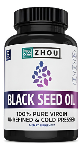 Óleo De Semente Preta Zhou 1300mg 60 Cápsulas