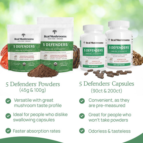 Real Mushrooms 5 Defenders Capsules - Extrato De Cogumelo Or - Imagem 13