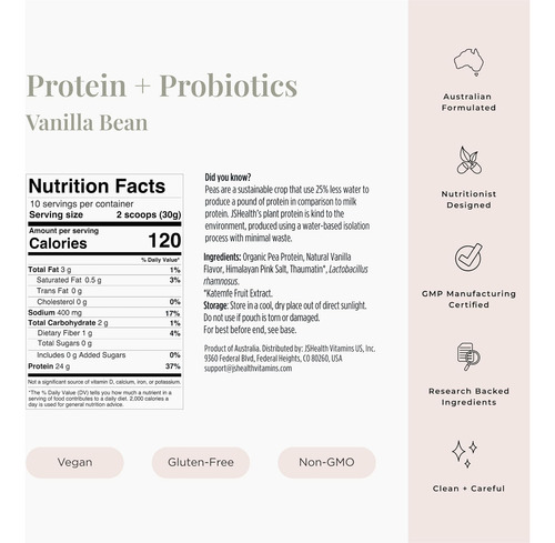 Proteína De Ervilha Vegana Jshealth Em Pó Com Sabor 1 - Imagem 4