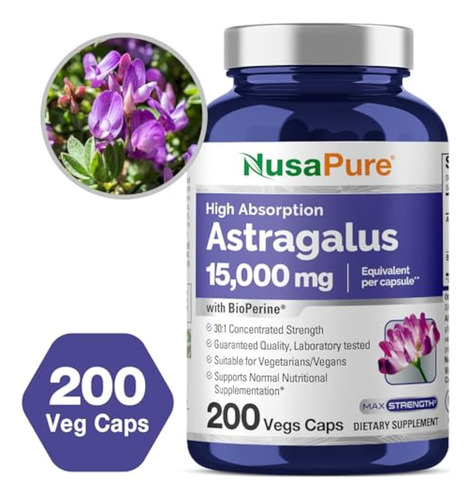 Nusapure Astragalus 15.000 Mg Por Cápsula 200 Vegetais - Imagem 4
