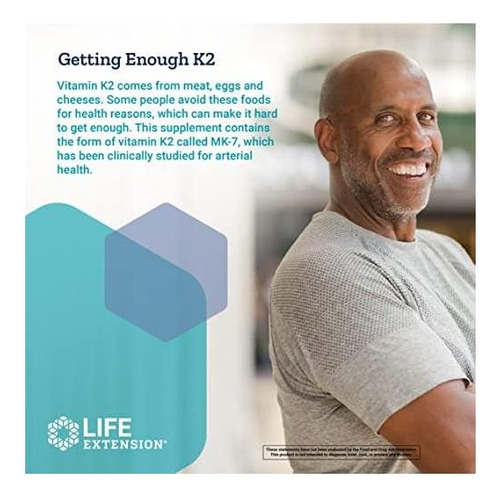 Life Extension Vitamina K2 45 Mcg Dose Baixa Apoia Ossos - Imagem 6