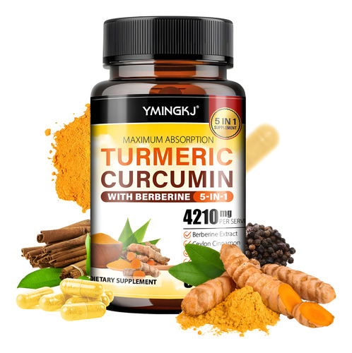 Suplemento De Curcumina De Cúrcuma Com Pimenta Preta 60 Cáps
