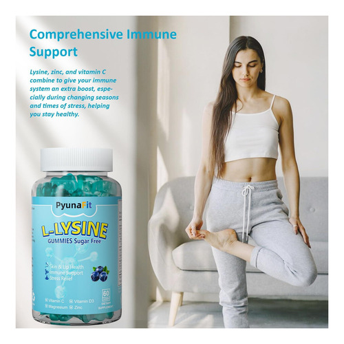 Pyunafit L-lisine Gummies 1000mg 5 Em 1 Força Extra Para Da - Imagem 5