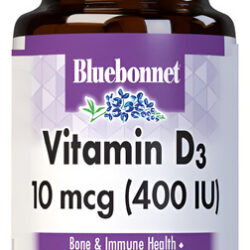 Bluebonnet Vitamina D3 10mcg 100 Cápsulas Brancas