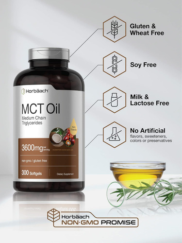Comprimidos De Óleo Horbäach Keto Mct 3600mg 300 Cápsula - Imagem 11