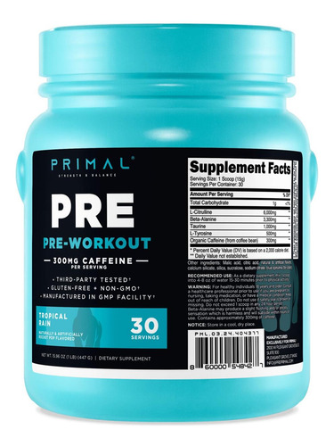 Primal Pré-treino Tropical Rain Rocket Pop Com Sabor (30 Por