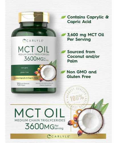 Cápsulas De Óleo Carlyle Mct 3600 Mg 70 Cápsulas Gelatinos - Imagem 4