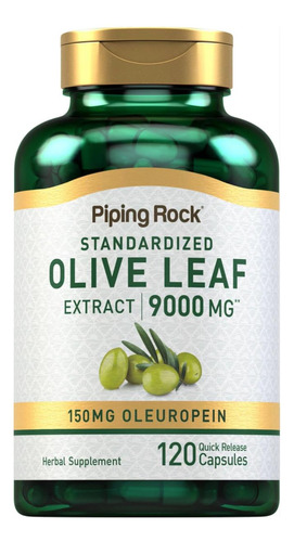 Cápsulas De Extrato De Folha De Oliveira Piping Rock 9000m