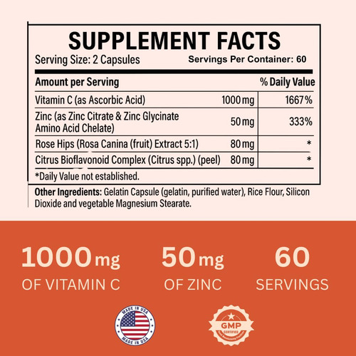 Suplemento Nature4u Vitamina C 1000mg Com Zinco 120 Cápsulas - Imagem 2