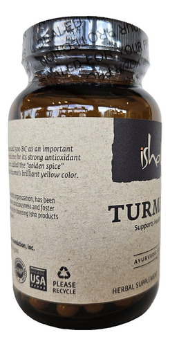 Suplemento Isha Turmeric 990mg 90 Cápsulas Vegetarianas - Imagem 6