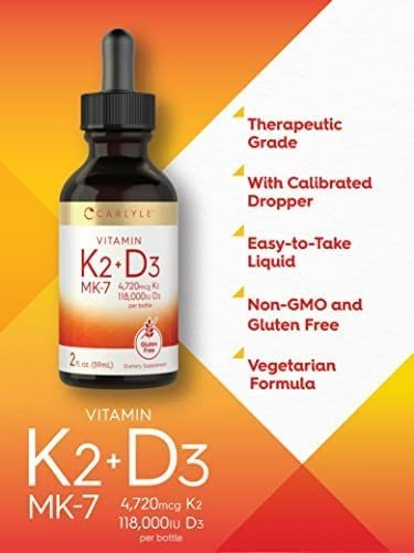 Vitamina Líquida Carlyle K2 Mk-7 E D3 59 Ml Gotas - Imagem 2