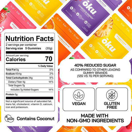 Oku Energy Chews Pacote De Variedade De 8 - Cafeína Natural - Imagem 11