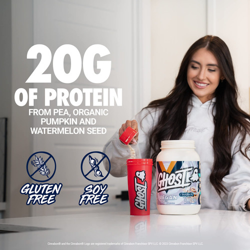 Proteína Em Pó Ghost Vegan Cinnabon Slavor 907g 20g De Prote - Imagem 3
