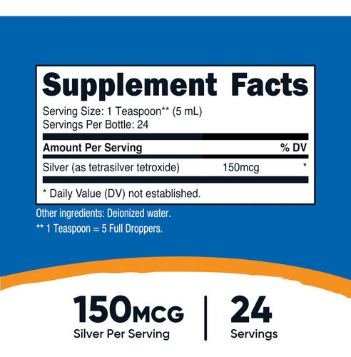 Suplemento Nutricost Coloidal Silver 120ml 150mcg - Imagem 2