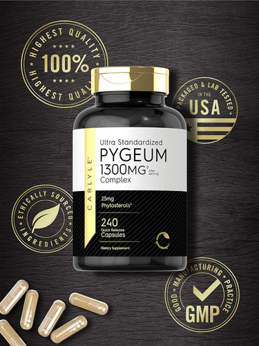 Carlyle Pygeum Padronizado 1300mg 240 Cápsulas Não Ogm - Imagem 10