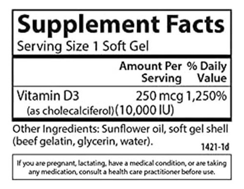 Carlson Vitamina D3 250 Mcg Com Vitamina E Suplementos - Imagem 4