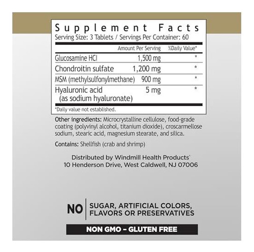 Vitaminas Naturais De Moinho De Vento Avançado Glucosamina E - Imagem 2