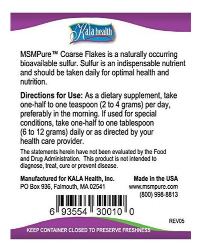 Kala Health Msmpure Flocos De Pó Grosso Cristais De Enxofr - Imagem 4