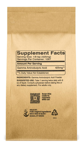 Suplemento De Ingredientes Originais Puros Gaba Powder 454g - Imagem 2