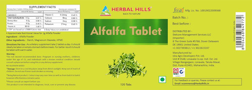 Comprimidos De Alfafa Herbal Hills Contagem 120 Fonte De - Imagem 5