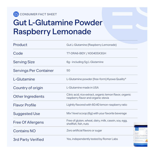 Essential Stacks Flavored Gut L-glutamina Em Pó (limonada De - Imagem 5