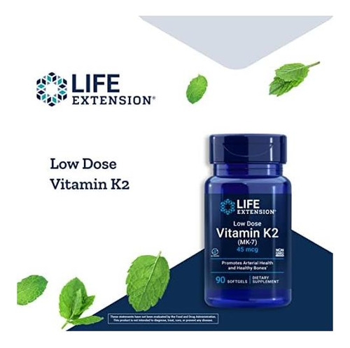 Life Extension Vitamina K2 45 Mcg Dose Baixa Apoia Ossos - Imagem 4