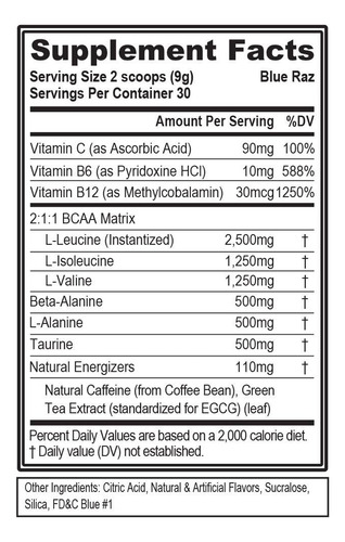 Suplemento Evolution Baca Energy Powder Blue Raz 30g - Imagem 2
