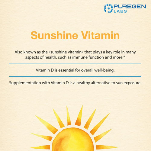 Suplemento De Vitamina D3 Puregen Labs 50.000 Ui 100 Cápsula - Imagem 8