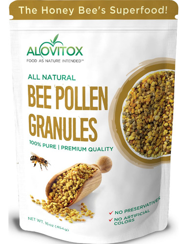 Grânulos De Pólen De Abelha Alovitox 16 Onças 100% Puro