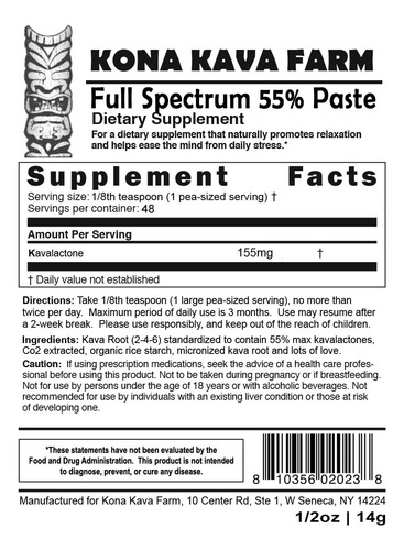 Kona Kava Farm 55% Pasta Kavalactona Espectro Completo Pó - Imagem 4