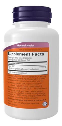 Suplementos Now Alpha Gpc 300 Mg Com - Imagem 8