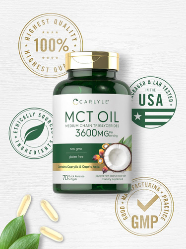 Cápsulas De Óleo Carlyle Mct 3600 Mg 70 Cápsulas Gelatinos - Imagem 6