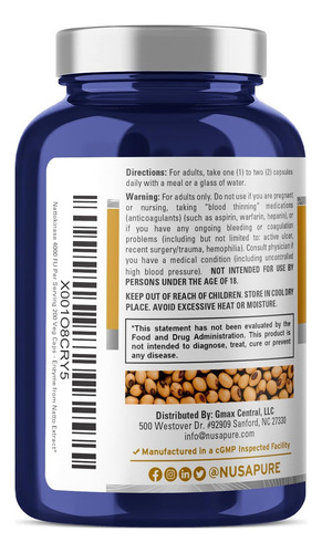 Nusapure Nattokinase 4000 Fu 800mg 200 Cápsulas Vegetais (v - Imagem 10