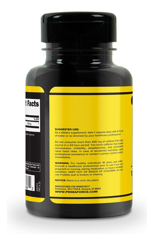 Pílulas De Cafeína Primaforce 200mg 180 Cápsulas - Imagem 3