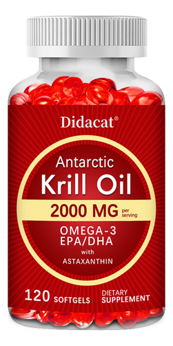 Óleo De Krill Antártico De 2000 Mg Ômega-3 Epa Dha Com As
