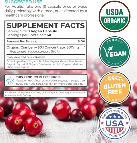 Organic Cranberry Pills - Concentrado 50:1 Equivale A 25.000 - Imagem 5
