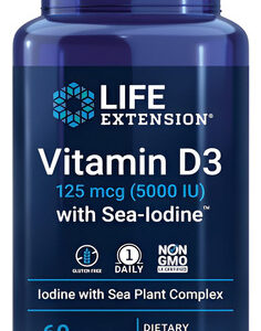 Life Extension Vitamina D3 Com Iodo Marinho 5.000 Ui 60 Cps