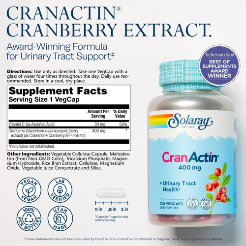 Solaray Cranactin Cranberry Extract 400 Mg - Suplementos De - Imagem 2