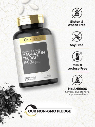 Suplemento Carlyle Taurato De Magnésio 1500mg 250 Comprimido - Imagem 4
